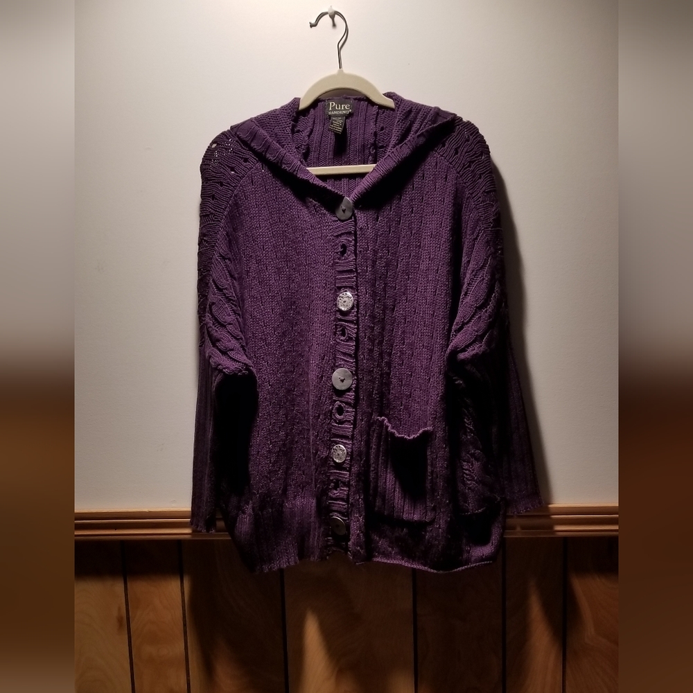 šš„HOST PICKš„Pure Handknit brand button up cardigan with hood - Picture 9 of 9